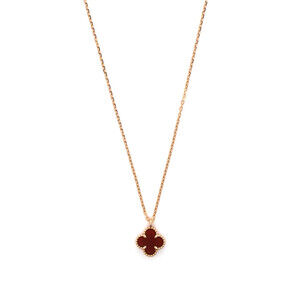 Van Cleef & Arpels Sweet Alhambra Pendant Necklace 18K Rose Gold and Carnelian